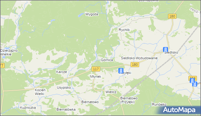 mapa Górnica gmina Trzcianka, Górnica gmina Trzcianka na mapie Targeo