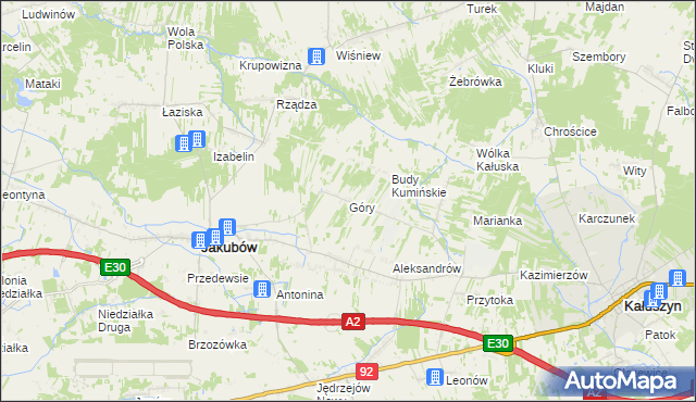 mapa Góry gmina Jakubów, Góry gmina Jakubów na mapie Targeo