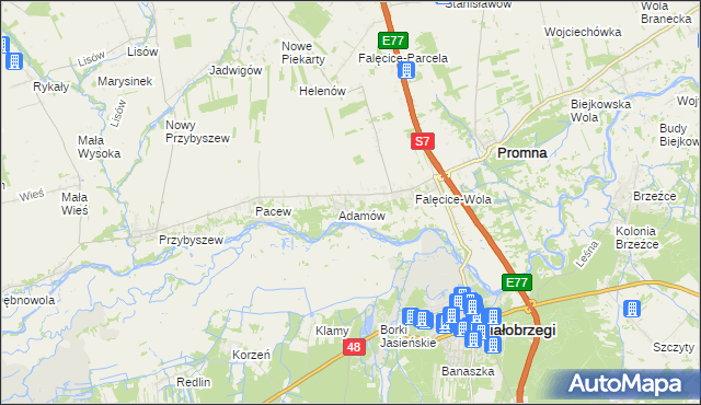 mapa Góry gmina Promna, Góry gmina Promna na mapie Targeo