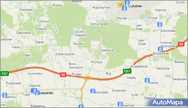 mapa Góry gmina Sokolniki, Góry gmina Sokolniki na mapie Targeo