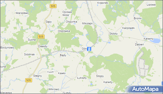 mapa Góry gmina Wilczęta, Góry gmina Wilczęta na mapie Targeo