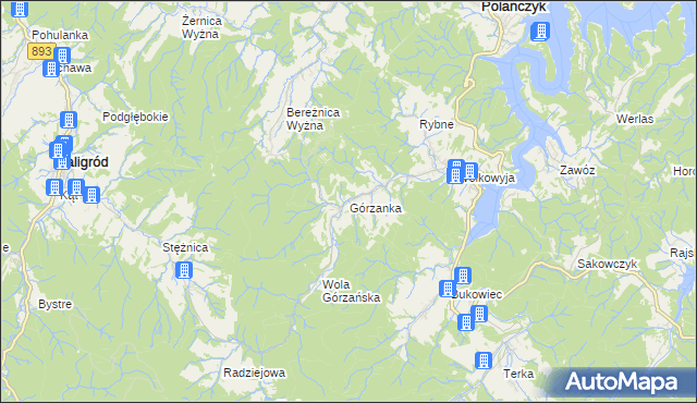 mapa Górzanka, Górzanka na mapie Targeo