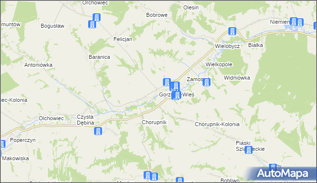 mapa Gorzków-Wieś, Gorzków-Wieś na mapie Targeo