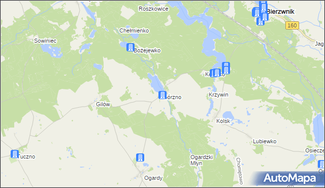 mapa Górzno gmina Bierzwnik, Górzno gmina Bierzwnik na mapie Targeo