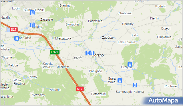 mapa Górzno powiat garwoliński, Górzno powiat garwoliński na mapie Targeo