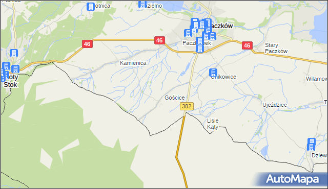 mapa Gościce, Gościce na mapie Targeo