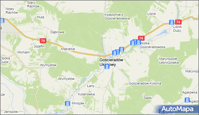 mapa Gościeradów Ukazowy, Gościeradów Ukazowy na mapie Targeo