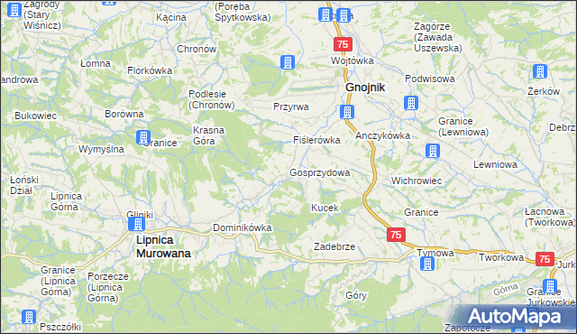 mapa Gosprzydowa, Gosprzydowa na mapie Targeo