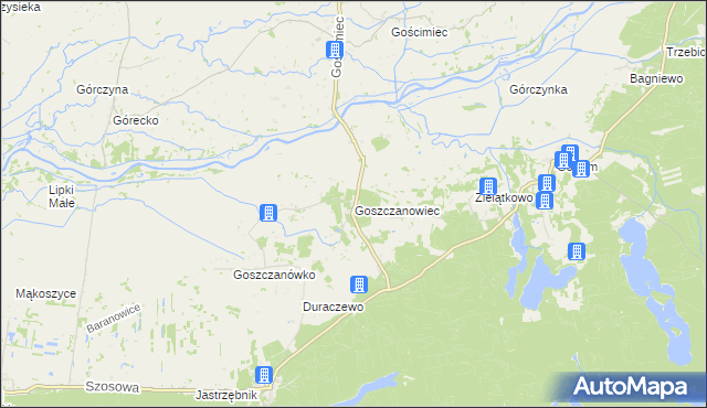 mapa Goszczanowiec, Goszczanowiec na mapie Targeo