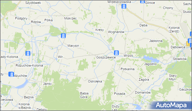 mapa Goszczewice, Goszczewice na mapie Targeo
