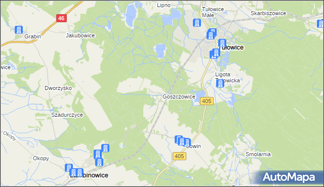 mapa Goszczowice, Goszczowice na mapie Targeo