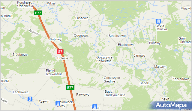 mapa Goszczyce Poświętne, Goszczyce Poświętne na mapie Targeo