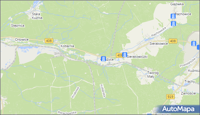 mapa Goszyce gmina Bierawa, Goszyce gmina Bierawa na mapie Targeo