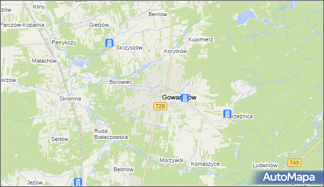 mapa Gowarczów, Gowarczów na mapie Targeo