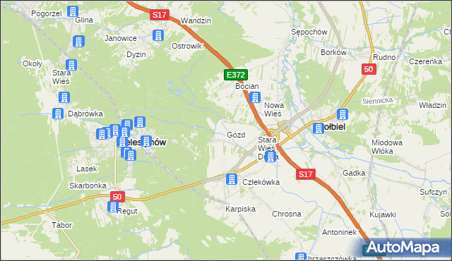mapa Gózd gmina Kołbiel, Gózd gmina Kołbiel na mapie Targeo