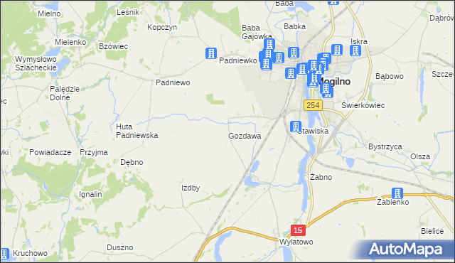 mapa Gozdawa gmina Mogilno, Gozdawa gmina Mogilno na mapie Targeo