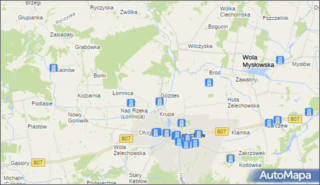 mapa Gózdek gmina Żelechów, Gózdek gmina Żelechów na mapie Targeo