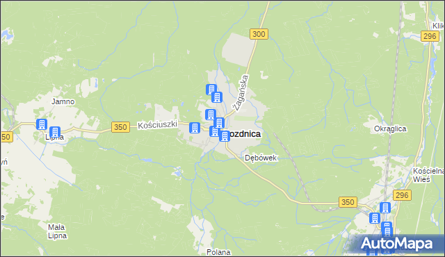 mapa Gozdnica powiat żagański, Gozdnica powiat żagański na mapie Targeo