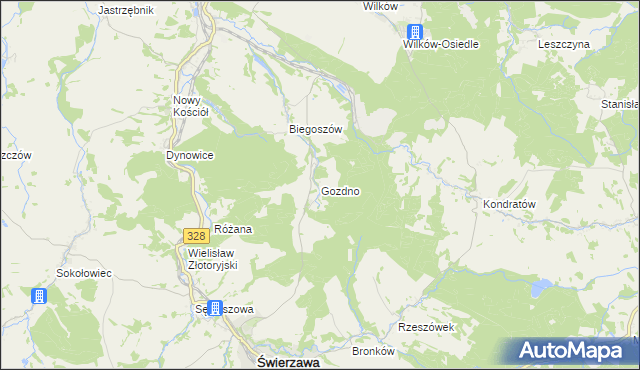 mapa Gozdno, Gozdno na mapie Targeo