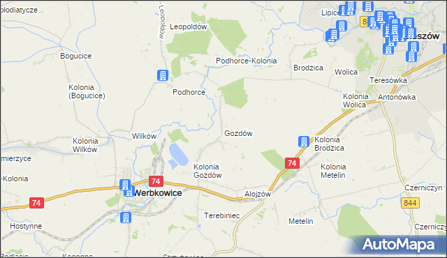 mapa Gozdów gmina Werbkowice, Gozdów gmina Werbkowice na mapie Targeo