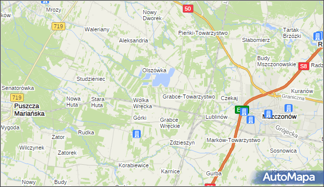 mapa Grabce-Towarzystwo, Grabce-Towarzystwo na mapie Targeo