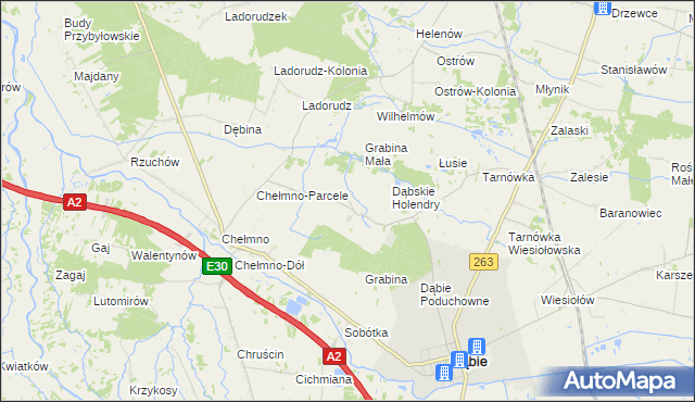 mapa Grabina Wielka, Grabina Wielka na mapie Targeo