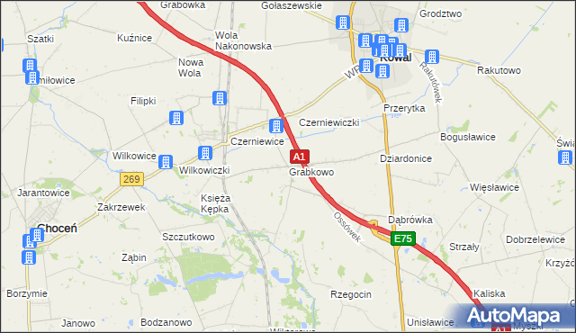 mapa Grabkowo, Grabkowo na mapie Targeo