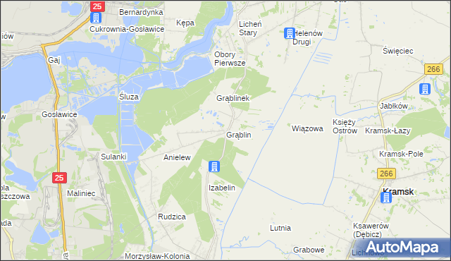 mapa Grąblin, Grąblin na mapie Targeo