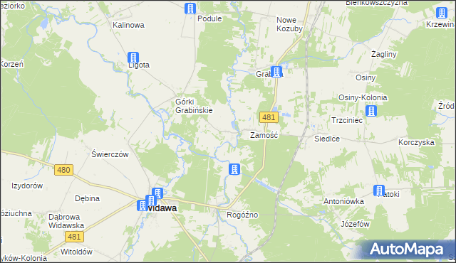 mapa Grabno gmina Sędziejowice, Grabno gmina Sędziejowice na mapie Targeo