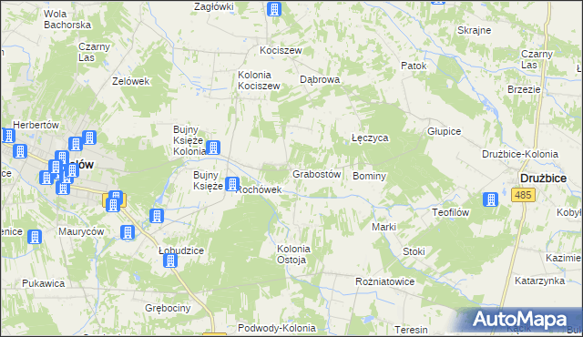 mapa Grabostów gmina Zelów, Grabostów gmina Zelów na mapie Targeo