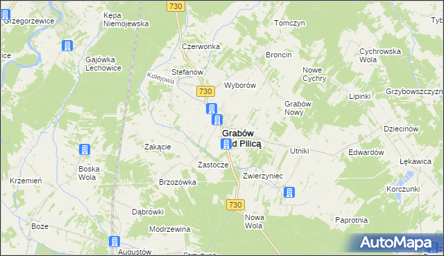 mapa Grabów nad Pilicą, Grabów nad Pilicą na mapie Targeo