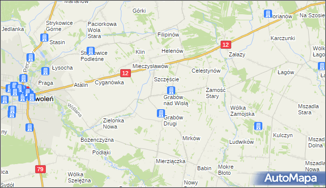 mapa Grabów nad Wisłą, Grabów nad Wisłą na mapie Targeo