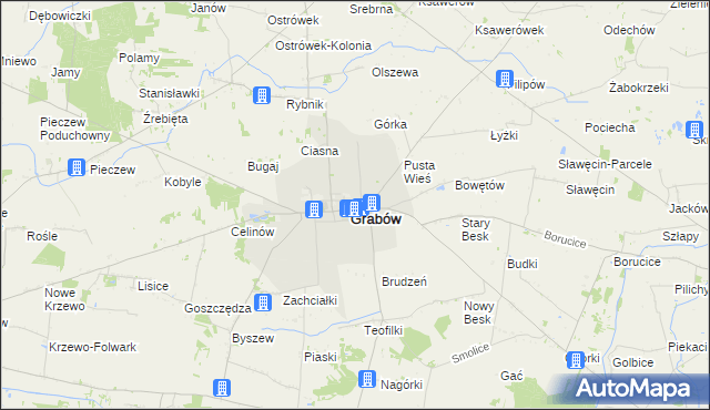 mapa Grabów powiat łęczycki, Grabów powiat łęczycki na mapie Targeo