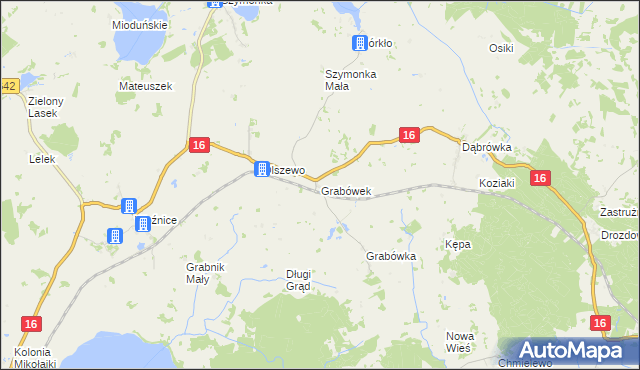 mapa Grabówek gmina Mikołajki, Grabówek gmina Mikołajki na mapie Targeo