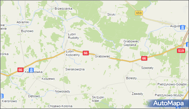 mapa Grabowiec gmina Bielsk Podlaski, Grabowiec gmina Bielsk Podlaski na mapie Targeo