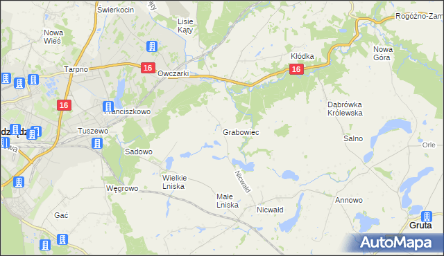 mapa Grabowiec gmina Grudziądz, Grabowiec gmina Grudziądz na mapie Targeo