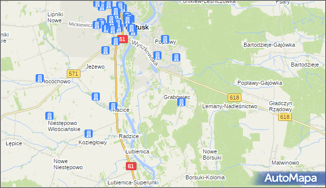 mapa Grabówiec gmina Pułtusk, Grabówiec gmina Pułtusk na mapie Targeo