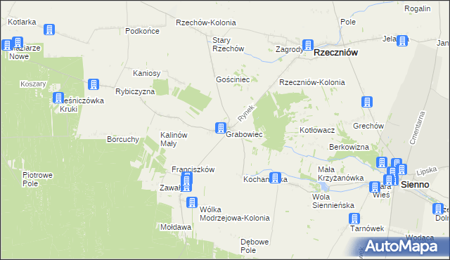 mapa Grabowiec gmina Rzeczniów, Grabowiec gmina Rzeczniów na mapie Targeo