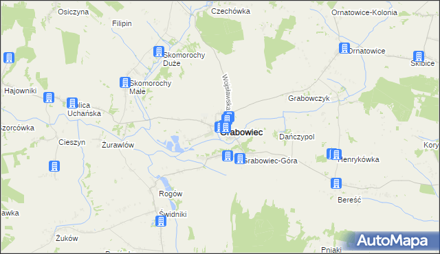 mapa Grabowiec powiat zamojski, Grabowiec powiat zamojski na mapie Targeo