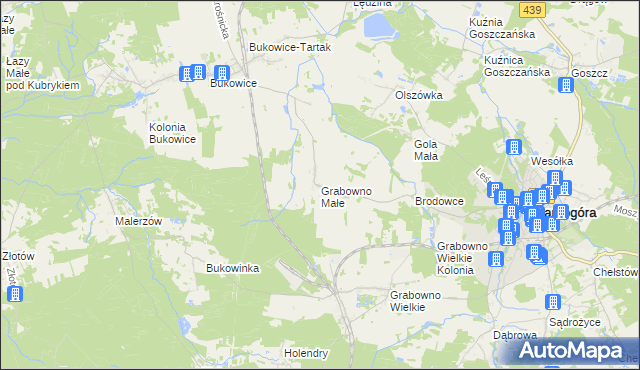 mapa Grabowno Małe, Grabowno Małe na mapie Targeo