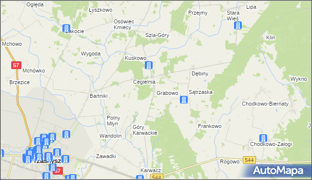 mapa Grabowo gmina Przasnysz, Grabowo gmina Przasnysz na mapie Targeo