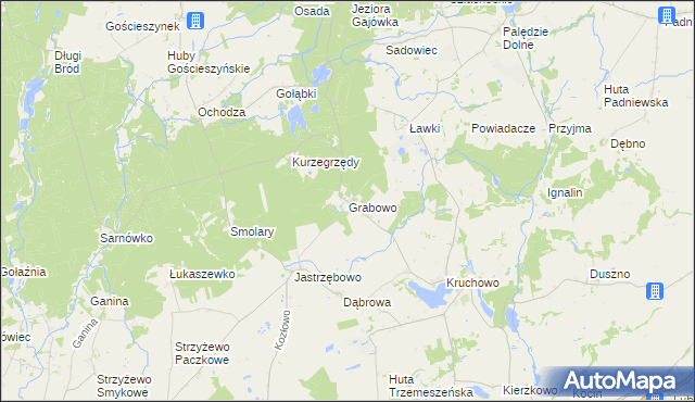 mapa Grabowo gmina Trzemeszno, Grabowo gmina Trzemeszno na mapie Targeo