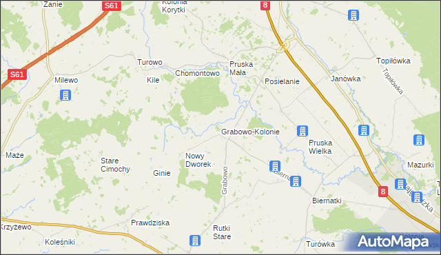 mapa Grabowo-Kolonie, Grabowo-Kolonie na mapie Targeo