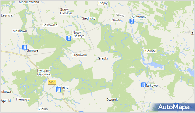 mapa Grądki gmina Godkowo, Grądki gmina Godkowo na mapie Targeo