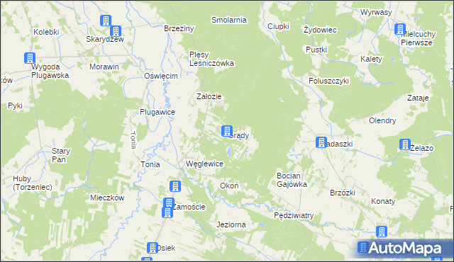 mapa Grądy gmina Galewice, Grądy gmina Galewice na mapie Targeo