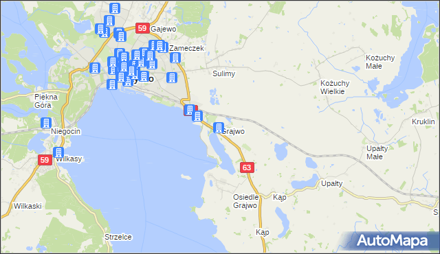 mapa Grajwo, Grajwo na mapie Targeo