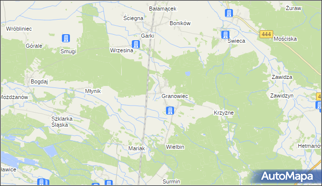 mapa Granowiec, Granowiec na mapie Targeo