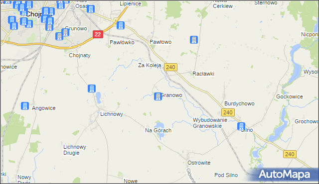 mapa Granowo gmina Chojnice, Granowo gmina Chojnice na mapie Targeo