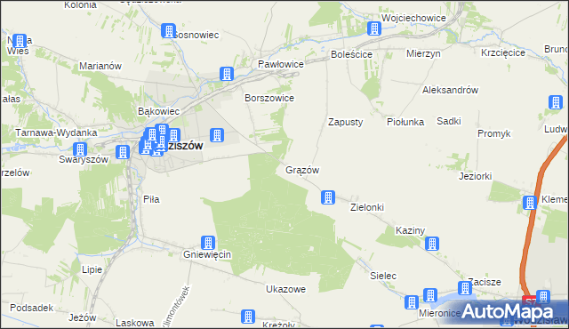 mapa Grązów, Grązów na mapie Targeo