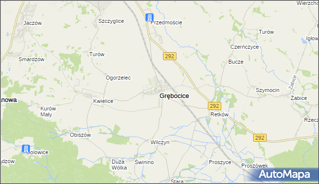 mapa Grębocice, Grębocice na mapie Targeo